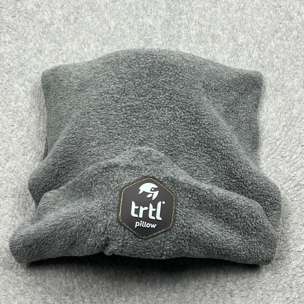 TRTL Travel Airplane Pillow Gray Fleece Neck Support Sleep Wrap Lightweight